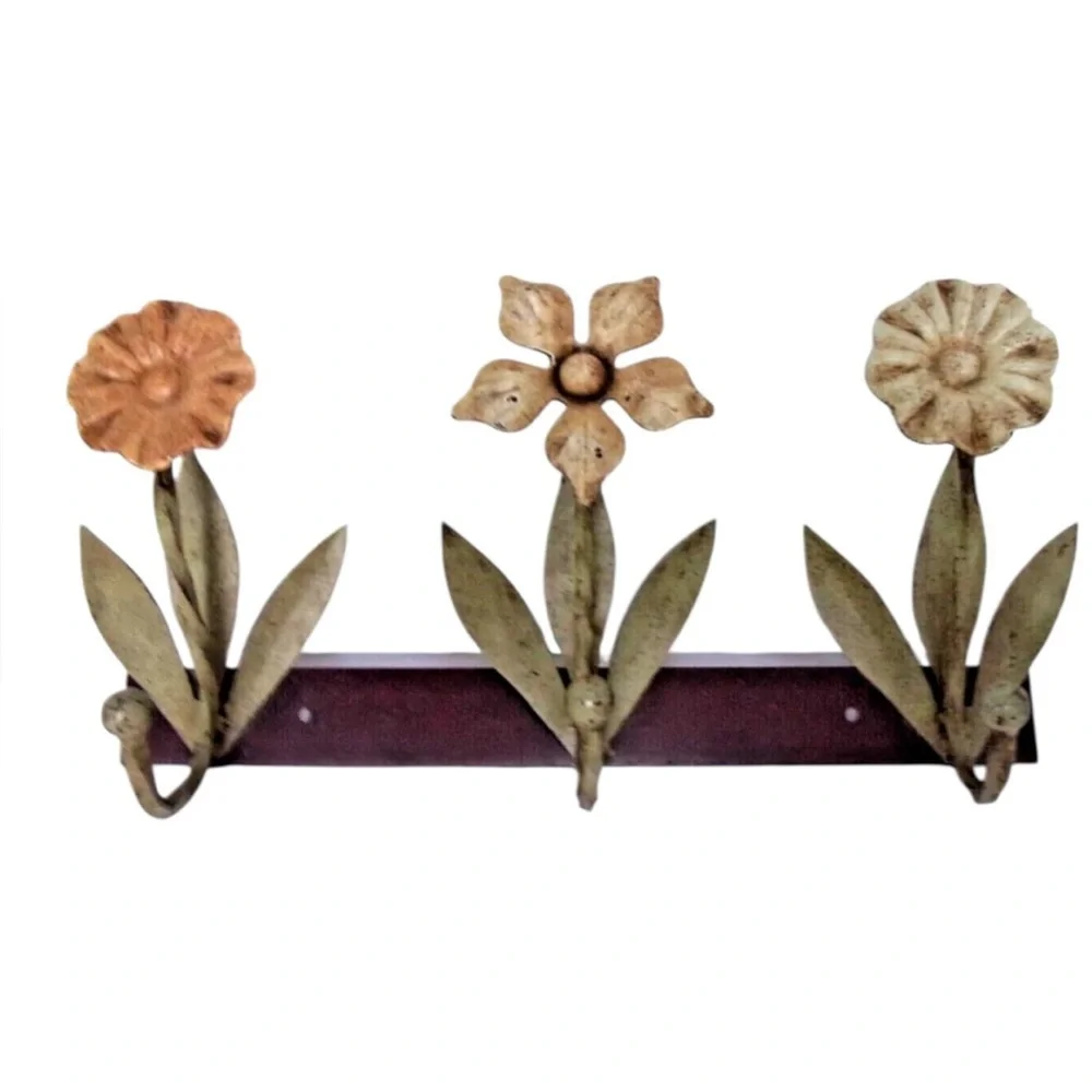 Floral Wall Hook Decor - Orange, Cream, Green